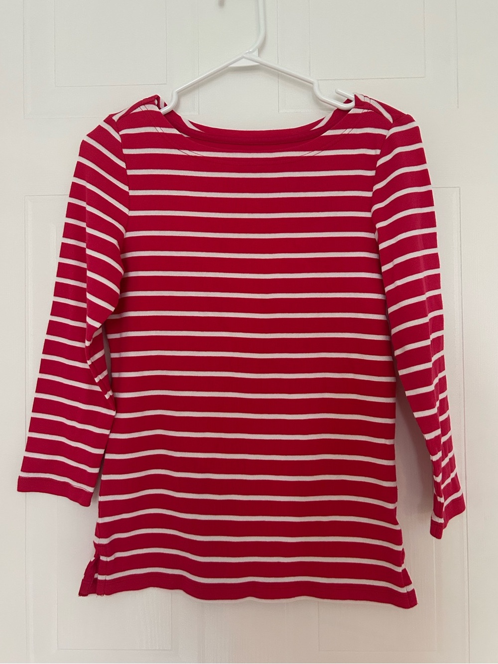 Denver Hayes Red and White Striped Long Sleeve Tee - Women’s Size M